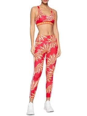 FARM Rio x Adidas Sports Bra & Leggings Activewear Set Red Tropical Size S & XS